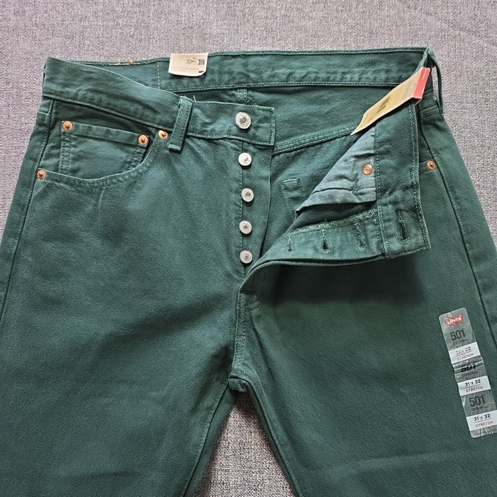Levis 501 Original Fit Jeans Green 31x32 Straight Leg Button Fly Mens NWT - Picture 8 of 13
